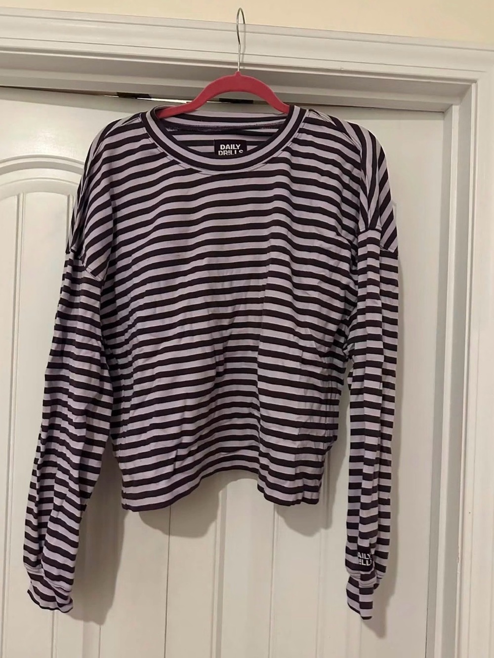 Daily Drills Striped Long Sleeve Tee purple plum + wink stripe
